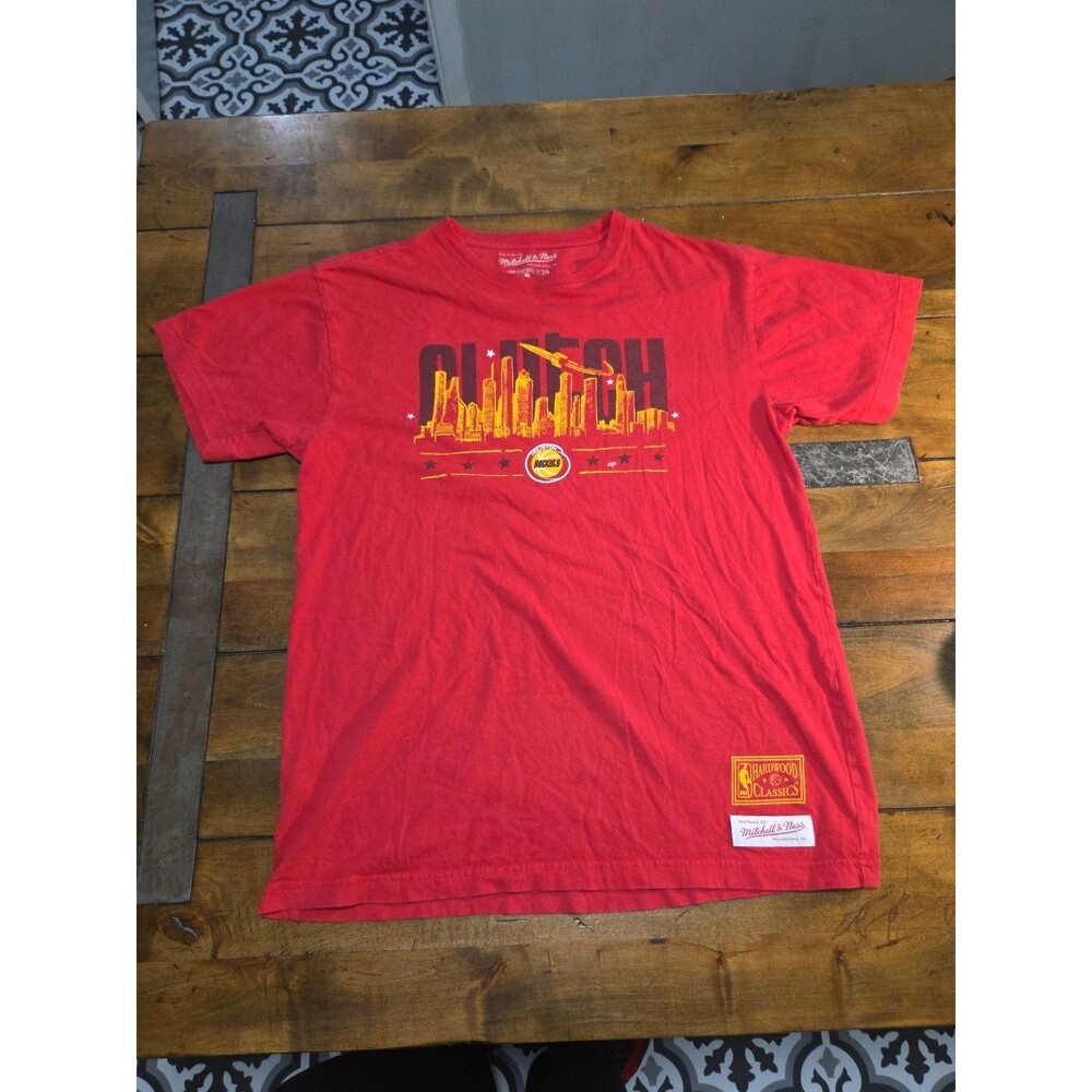 Mitchell & Ness Houston Rockets Clutch City Shirt Mens Medium Red NBA Tee